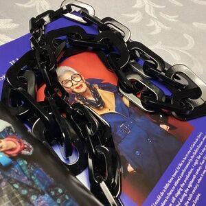 Rara Avis by Iris Apfel BLACK. LARGE CHAIN  Link Chain NecklaceNIB